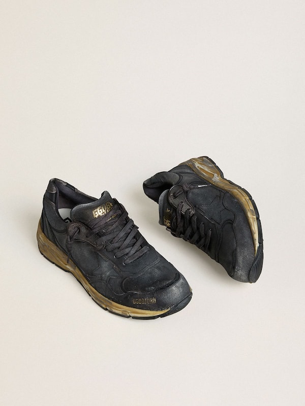Golden Goose - Women's Dad-Star in black naplak and crackle leather with black star and heel tab in 