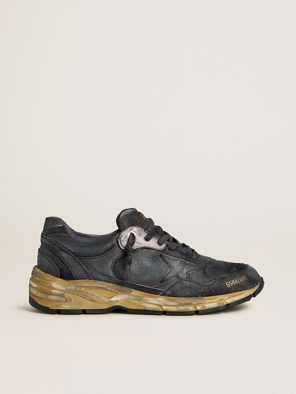 Golden Goose - Women's Dad-Star in black naplak and crackle leather with black star and heel tab in 