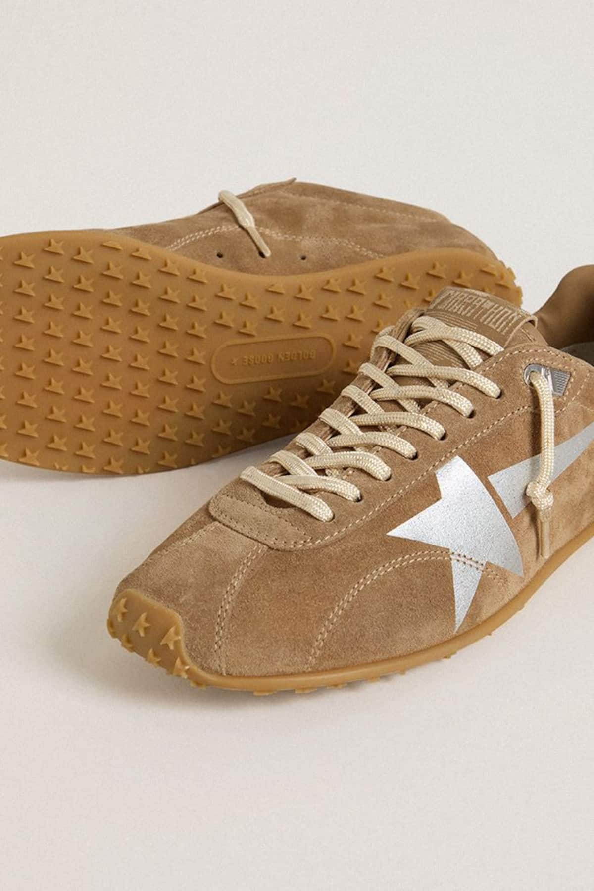Golden Goose - 여성 토바코 스웨이드 어퍼 & 실버 스타 마라톤 스피드 in 