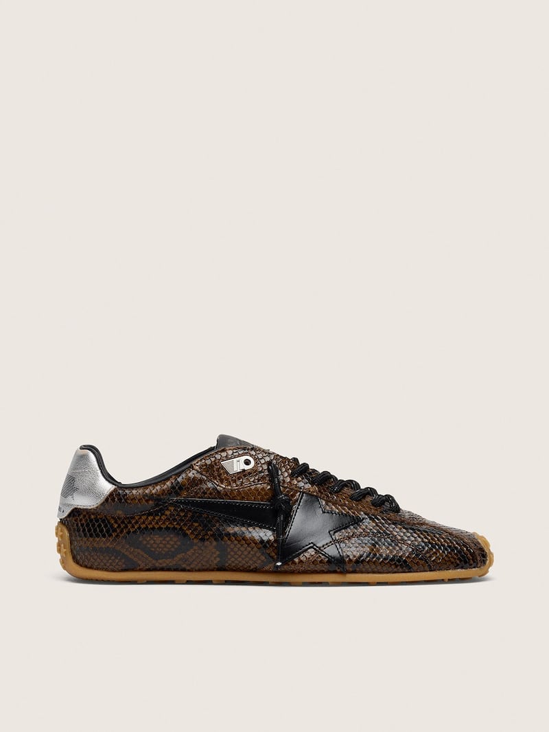 Women's Marathon Speed in leather with brown snake print, black star and silver leather heel tab