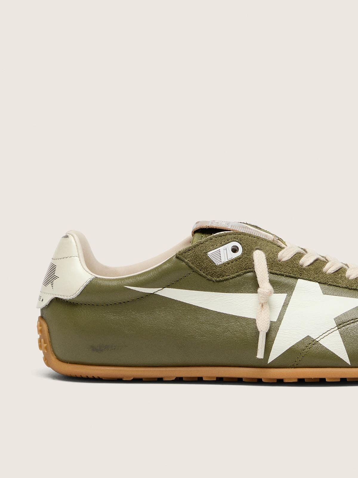 Golden Goose - Marathon Speed donna in pelle verde oliva con stella crema in 