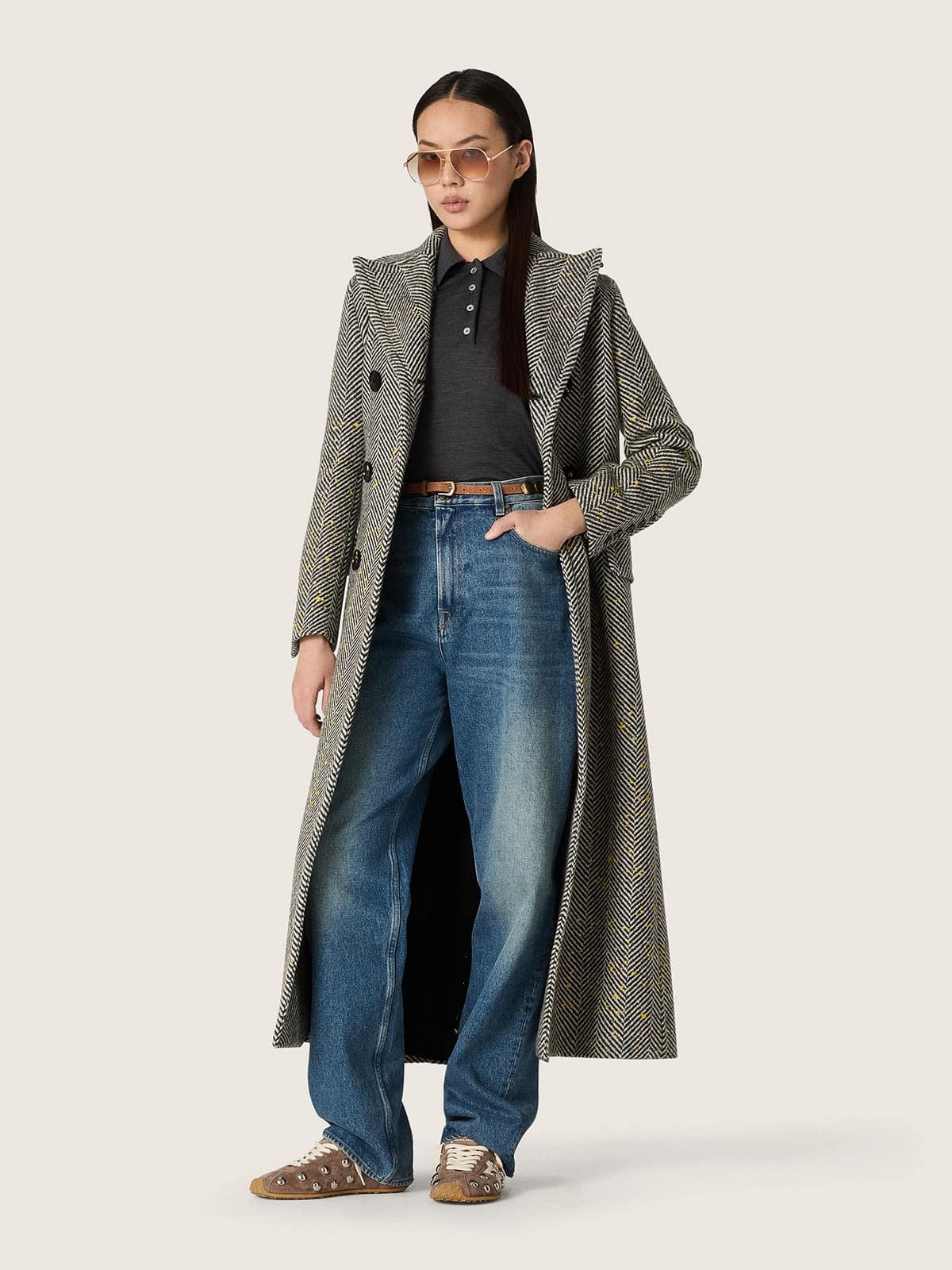 Golden Goose - Marathon Speed donna in suede grigio antracite con stella bianca e borchie metalliche in 