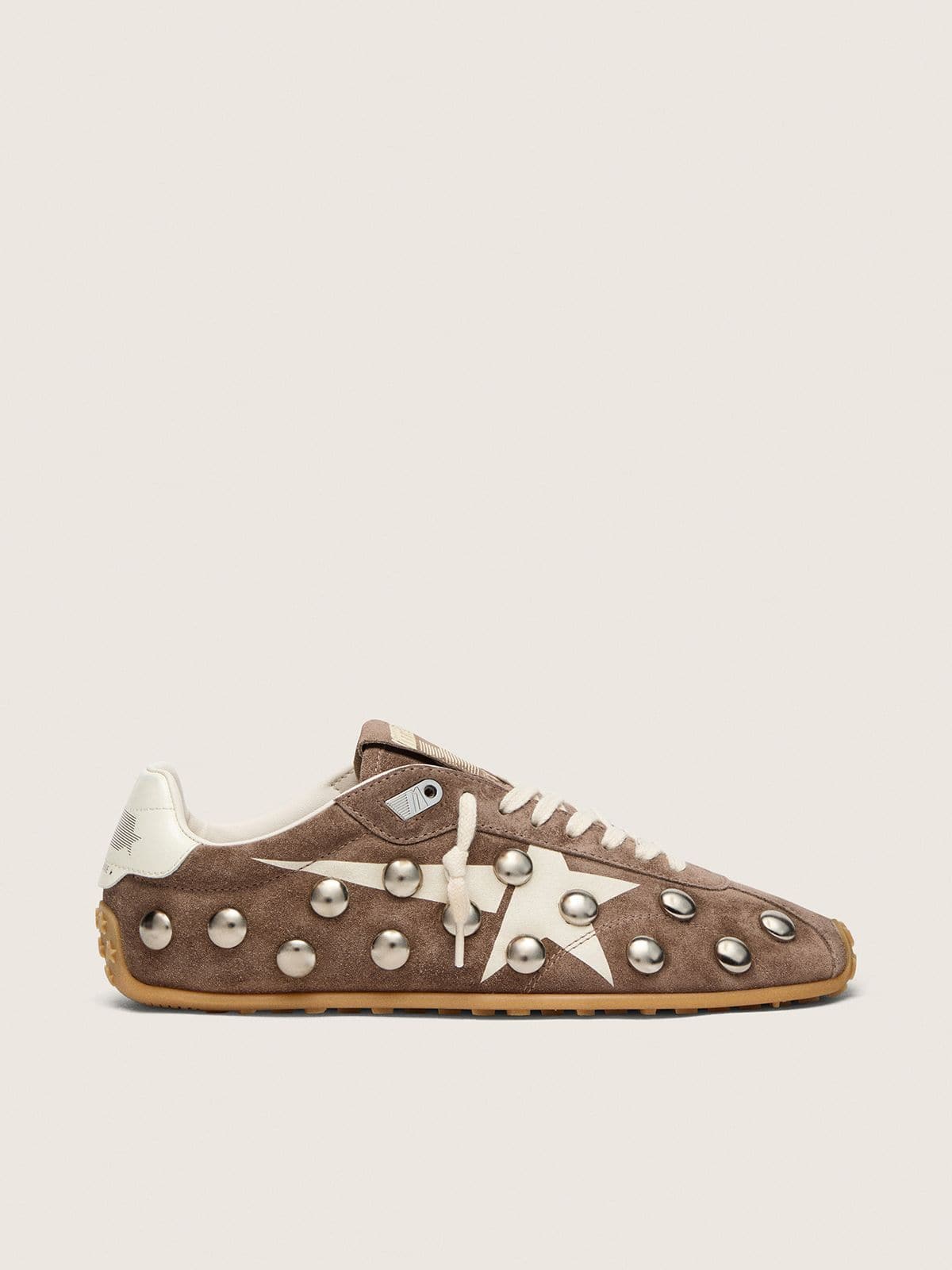 Golden Goose - Marathon Speed donna in suede grigio antracite con stella bianca e borchie metalliche in 