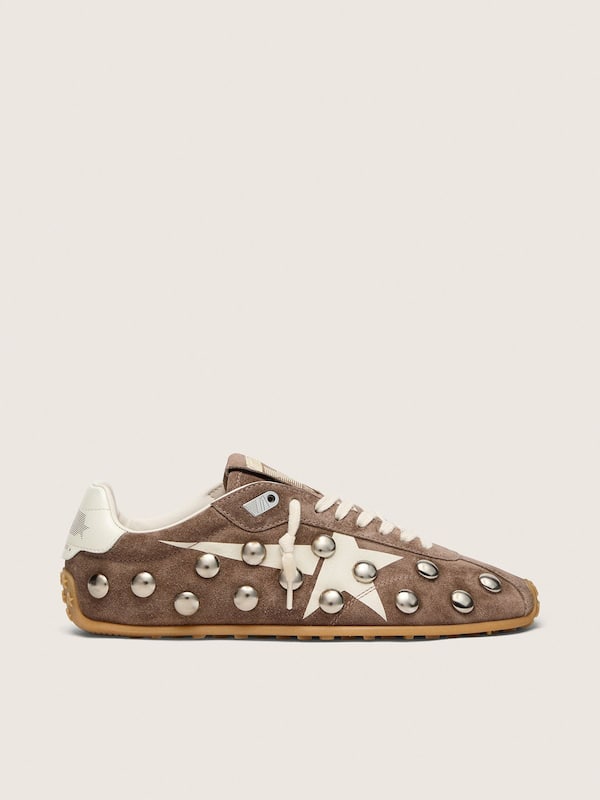 Golden Goose - Marathon Speed Damen aus anthrazitgrauem Rauleder mit wei&szlig;em Stern und Metallnieten in 