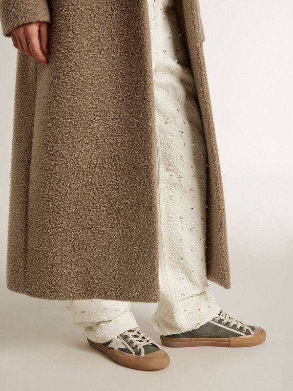 Golden Goose - Women’s Super-Star LTD in green canvas with white leather star in 