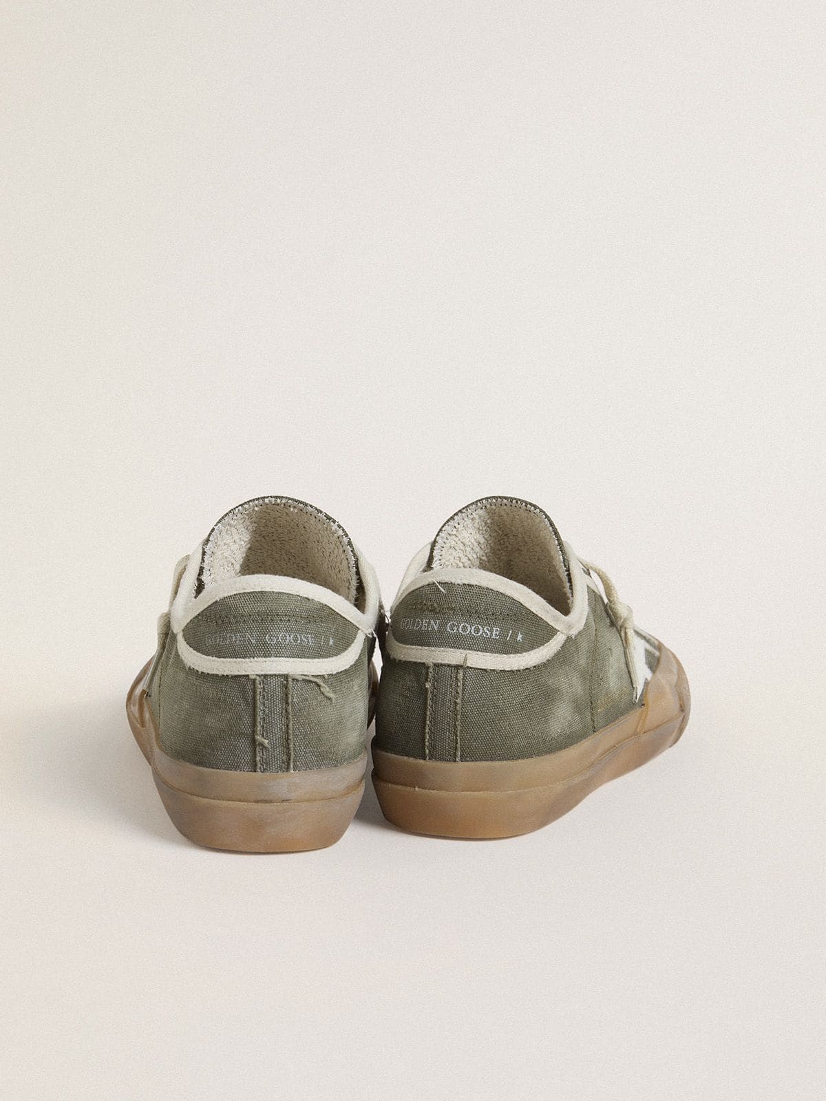 Golden Goose - Women’s Super-Star LTD in green canvas with white leather star in 