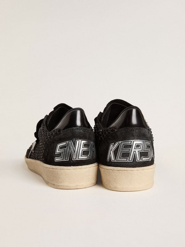 Golden Goose - Women’s Ball Star in mesh with Swarovski crystals and black laminated leather star and heel tab in 