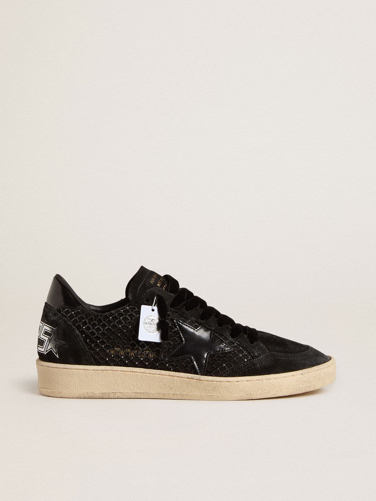 Golden Goose - Ball Star de Mujer de malla con cristales Swarovski y estrella y refuerzo del talón de piel laminada negra in 