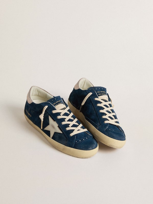 Golden Goose - Women's Super-Star LTD in blue suede with white star in 