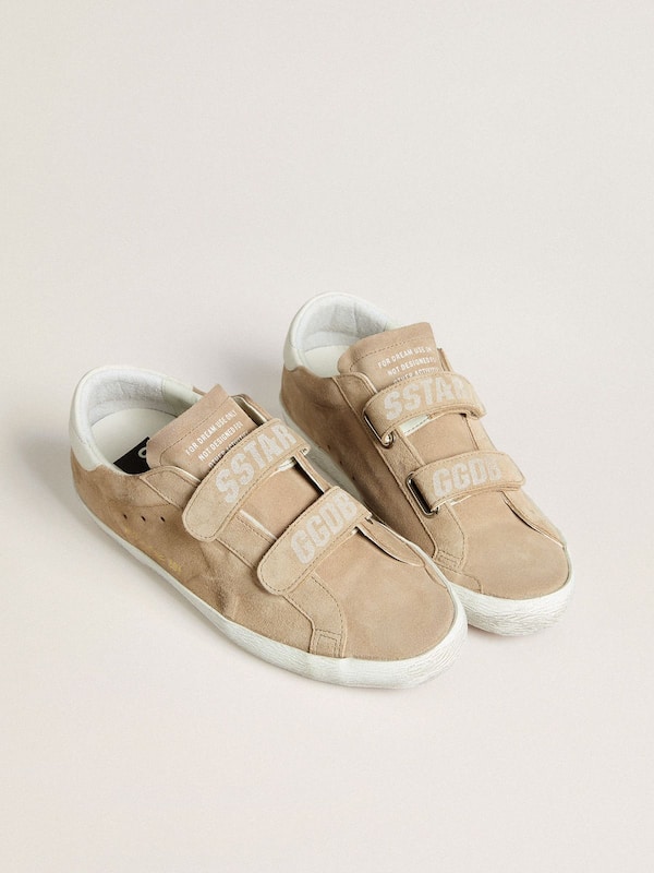 Women&rsquo;s Old School in beige suede with white leather heel tab