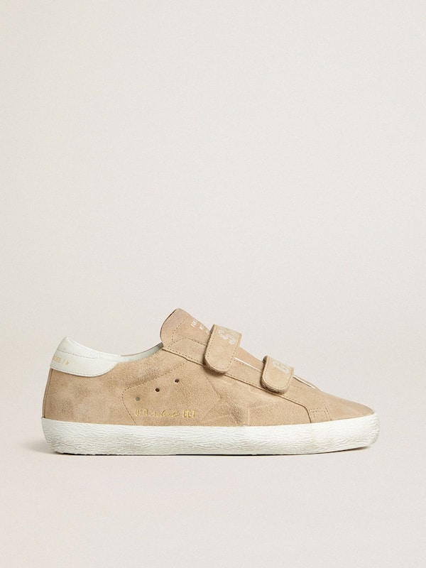 Golden Goose - Women&rsquo;s Old School in beige suede with white leather heel tab in 