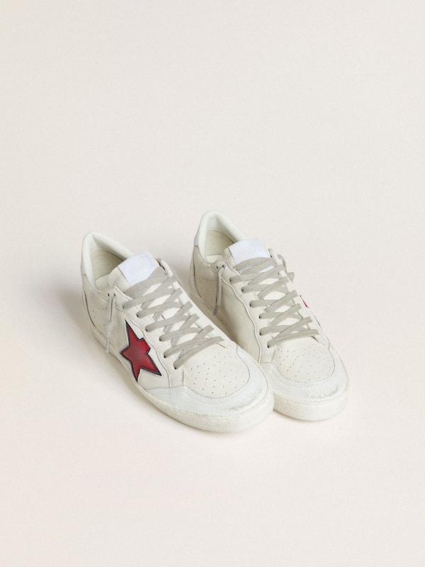 Golden Goose - Women’s Ball Star LTD with red star and silver heel tab in 