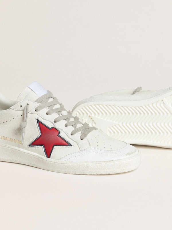 Golden Goose - Women’s Ball Star LTD with red star and silver heel tab in 
