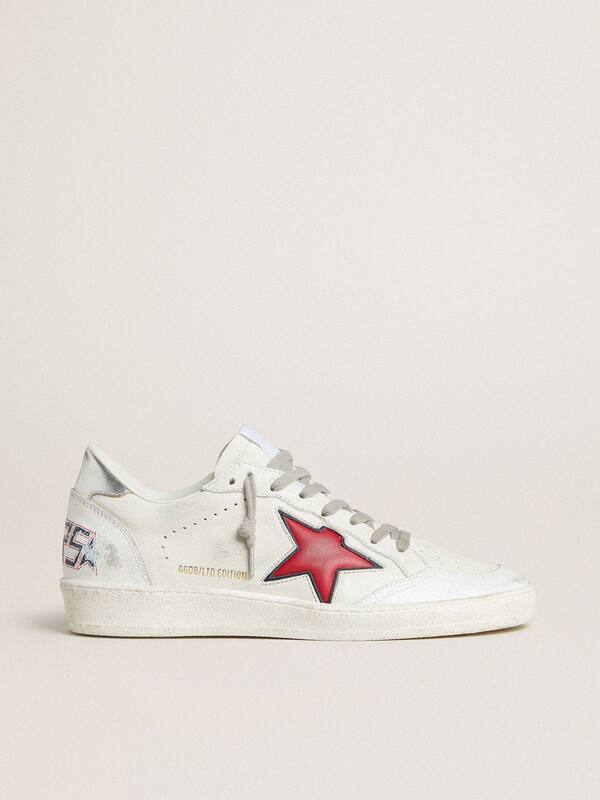 Golden Goose - Women’s Ball Star LTD with red star and silver heel tab in 