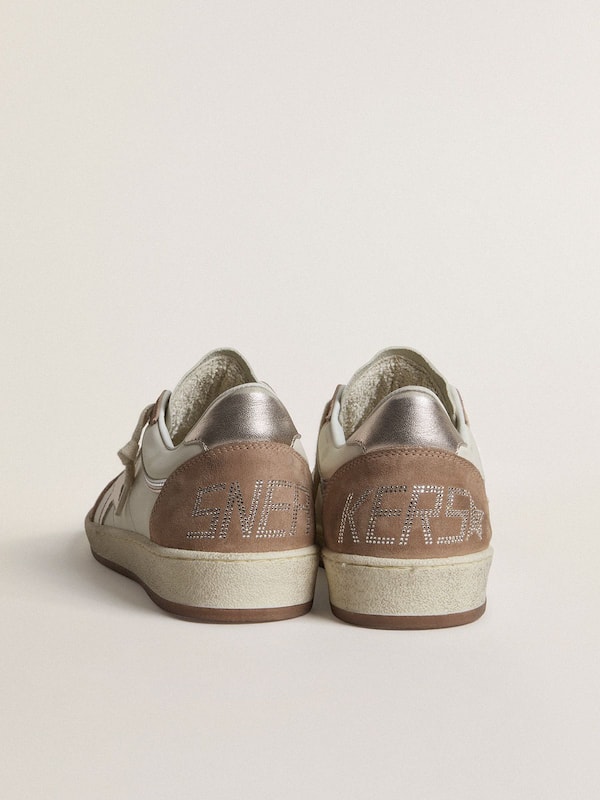 Golden Goose - Ball Star LTD in white nappa leather and old rose suede with metallic silver leather star and heel tab in 