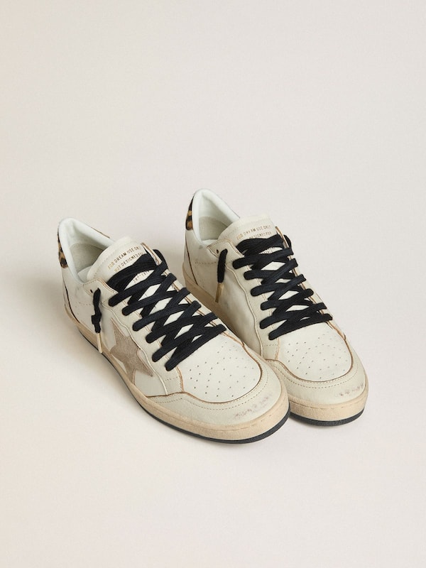 Golden Goose - Women's Ball Star Wishes with suede star and leopard-print pony skin heel tab in 