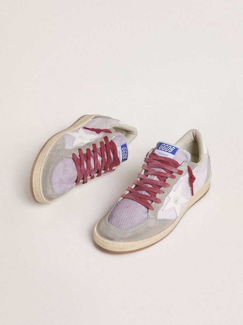 Golden Goose - Ball Star LTD Damen aus lila Nylon mit wei&szlig;em Lederstern und Rauledereins&auml;tzen in 