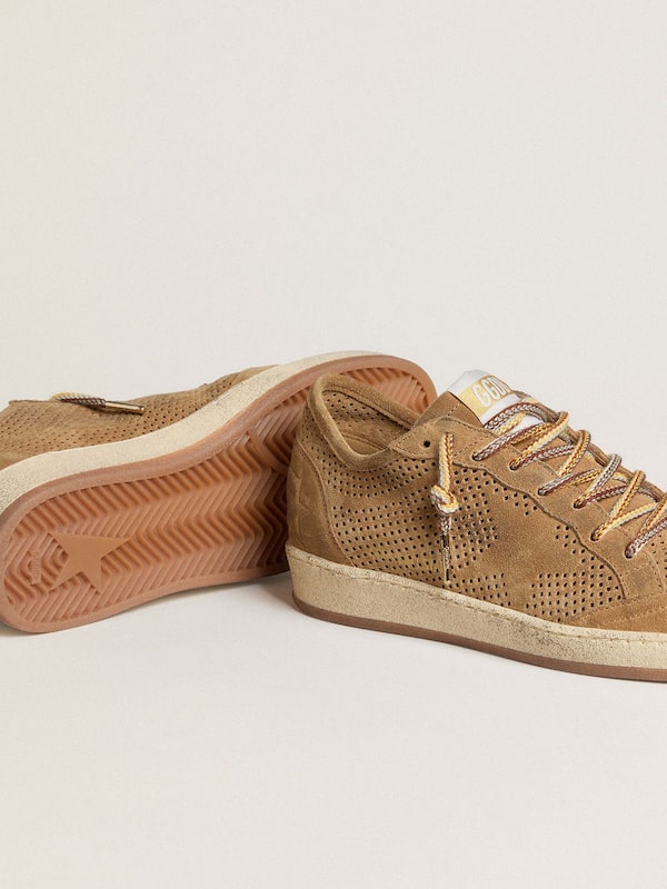 Golden Goose - Women's Ball Star with perforated tobacco-colored suede upper and tone-on-tone star in 