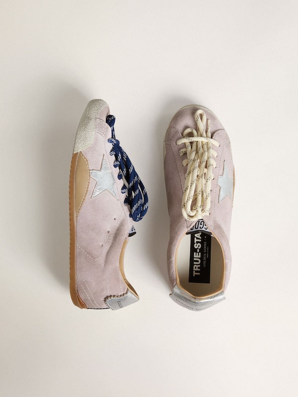 Golden Goose - Women's True-Star in pastel pink suede with silver star and heel tab in 