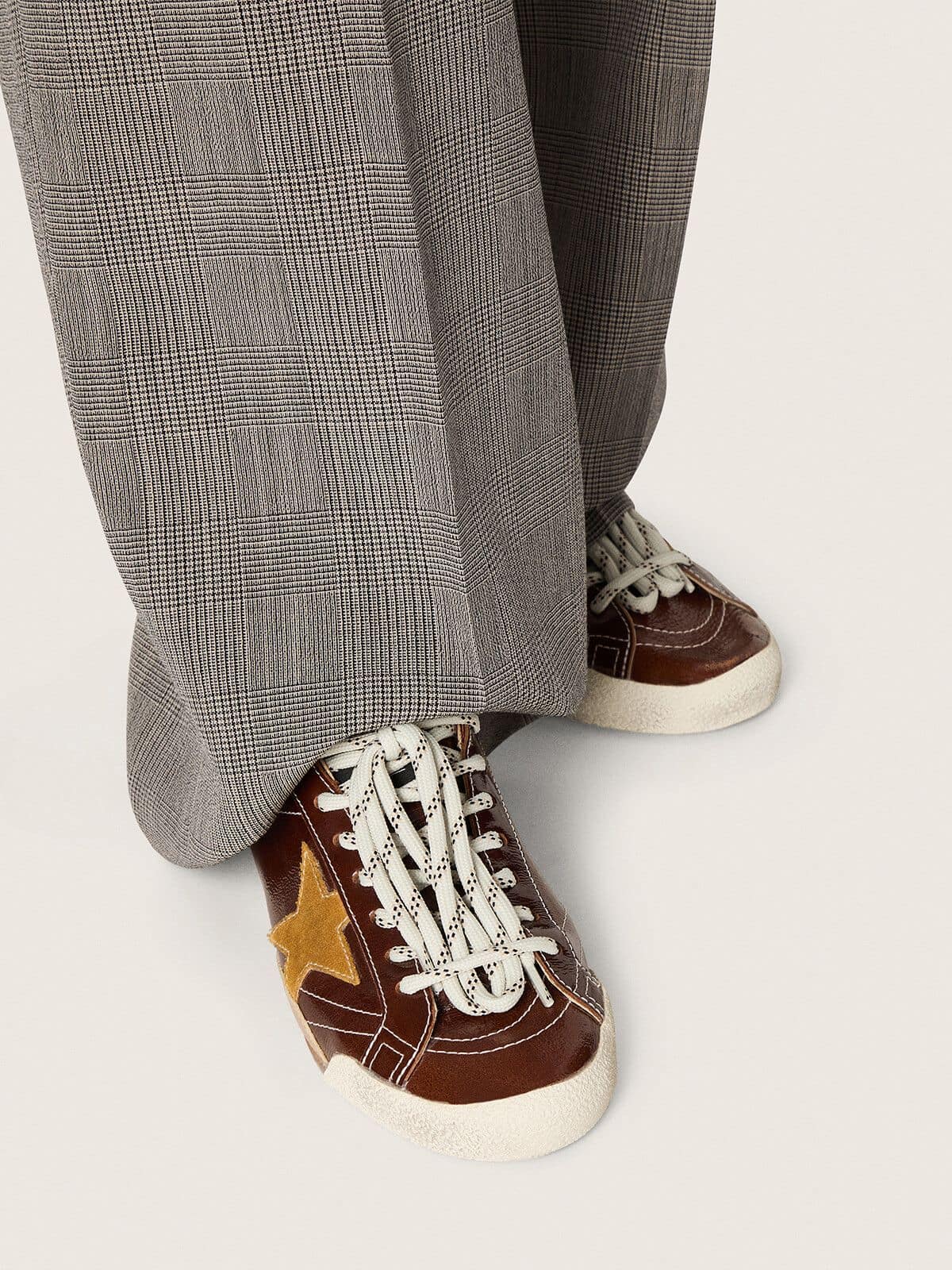Golden Goose - Women's True-Star in burgundy naplak with suede star and silver nappa heel tab in 