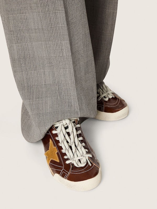 Golden Goose - Women's True-Star in burgundy naplak with suede star and silver nappa heel tab in 