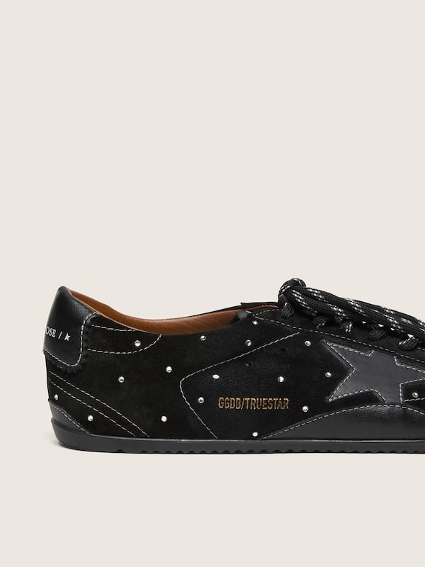 Golden Goose - Women's True-Star in black suede with Swarovski crystals and black leather star in 