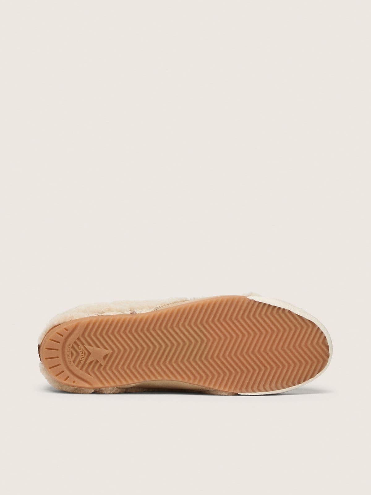 Golden Goose True-Star donna in shearling beige con stella color cuoio True-Star