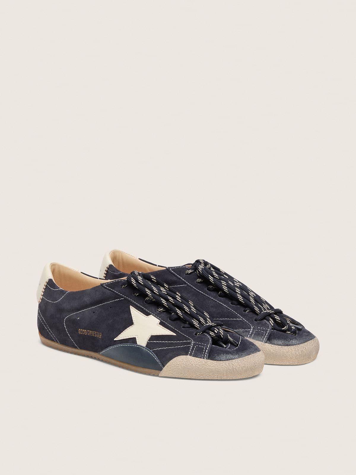 Golden Goose - Women's True-Star in dark blue suede with white nappa leather star and heel tab in 