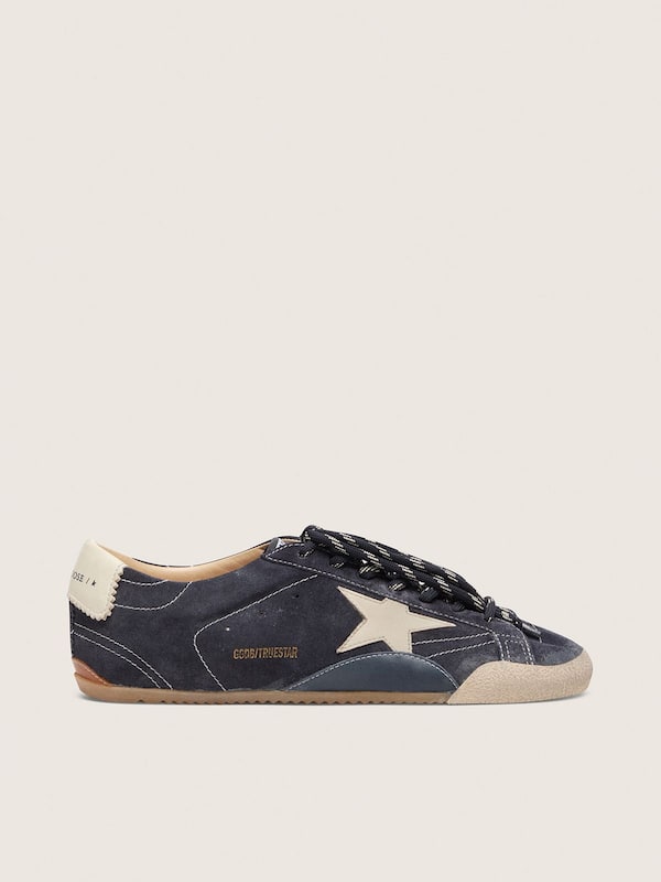 Golden Goose - Women's True-Star in dark blue suede with white nappa leather star and heel tab in 