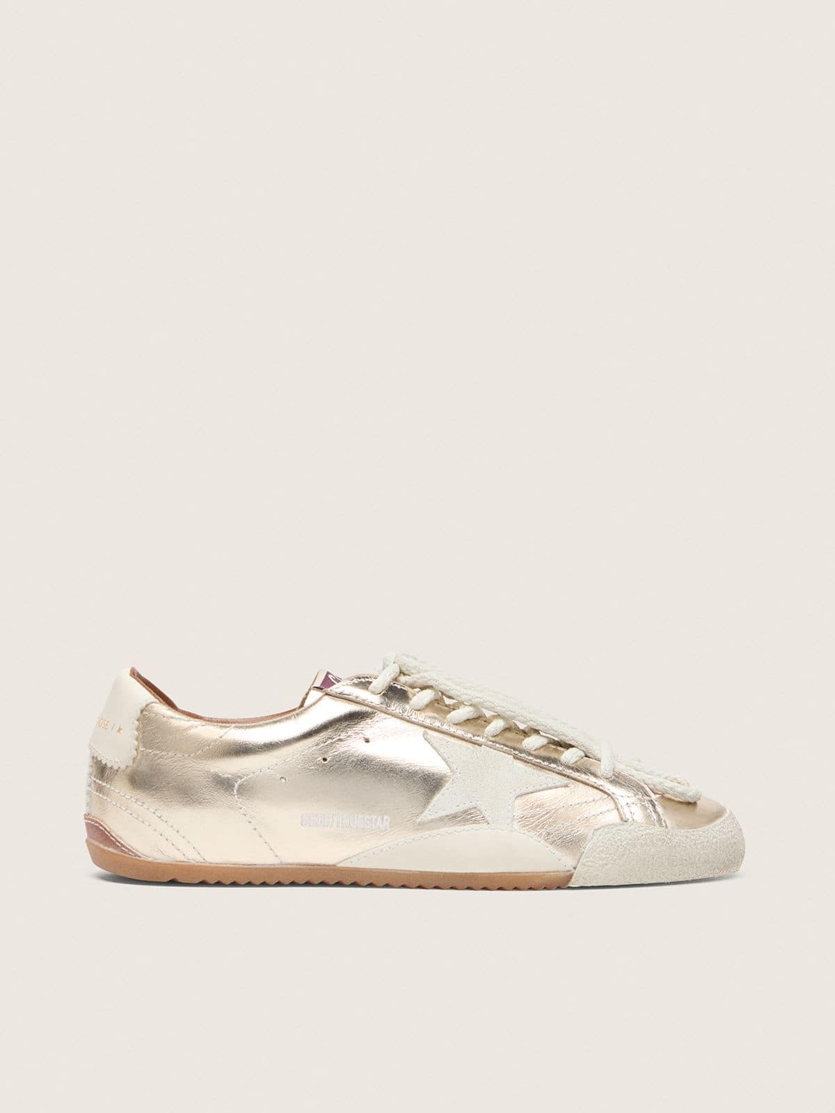 Golden Goose - Women&rsquo;s True-Star in metallic silver leather with light gray suede star in 