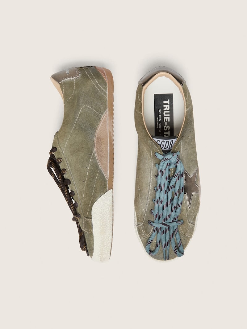Golden Goose - True-Star de mujer de ante oliva con estrella dorada in 