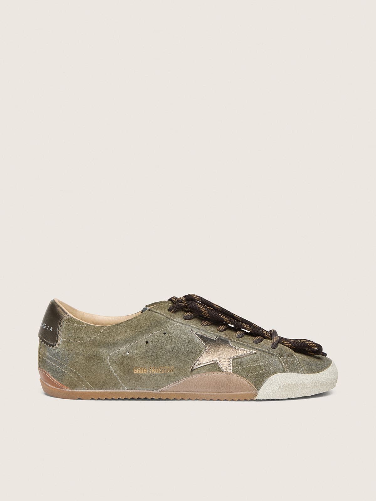 Golden Goose - True-Star donna in suede oliva con stella oro in 