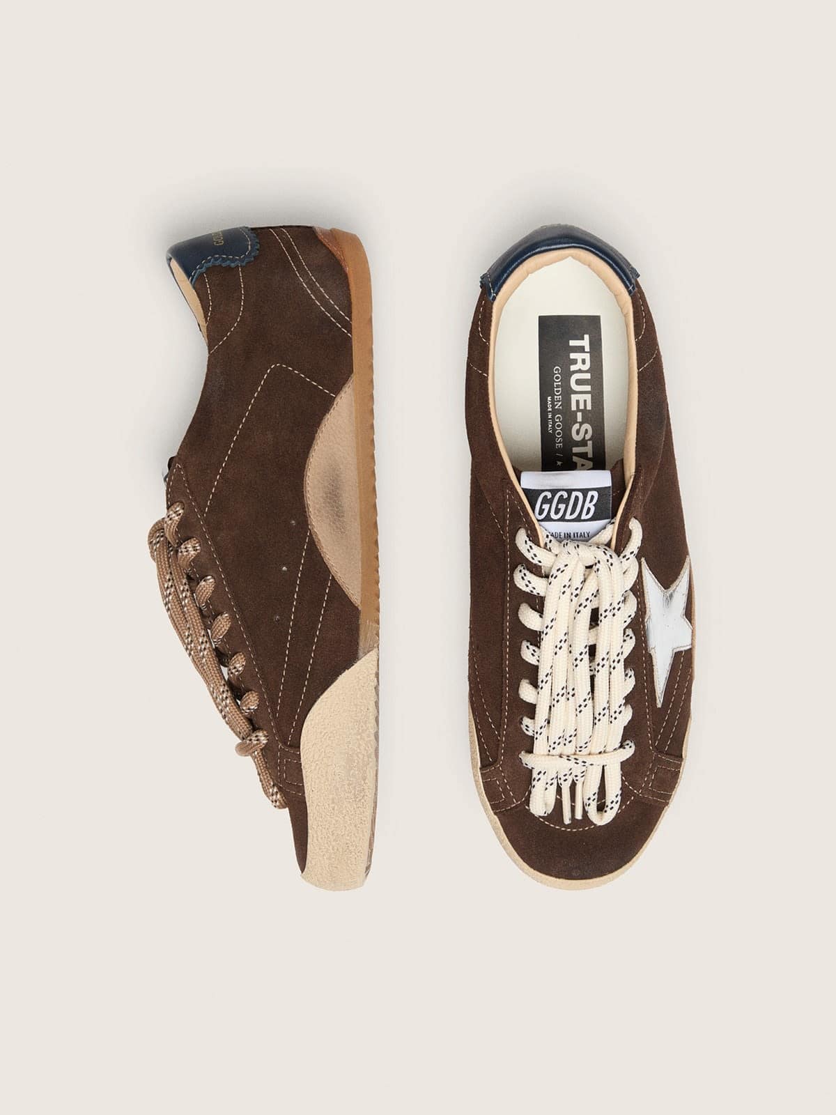 Golden Goose True-Star donna in suede marrone scuro con stella argento True-Star