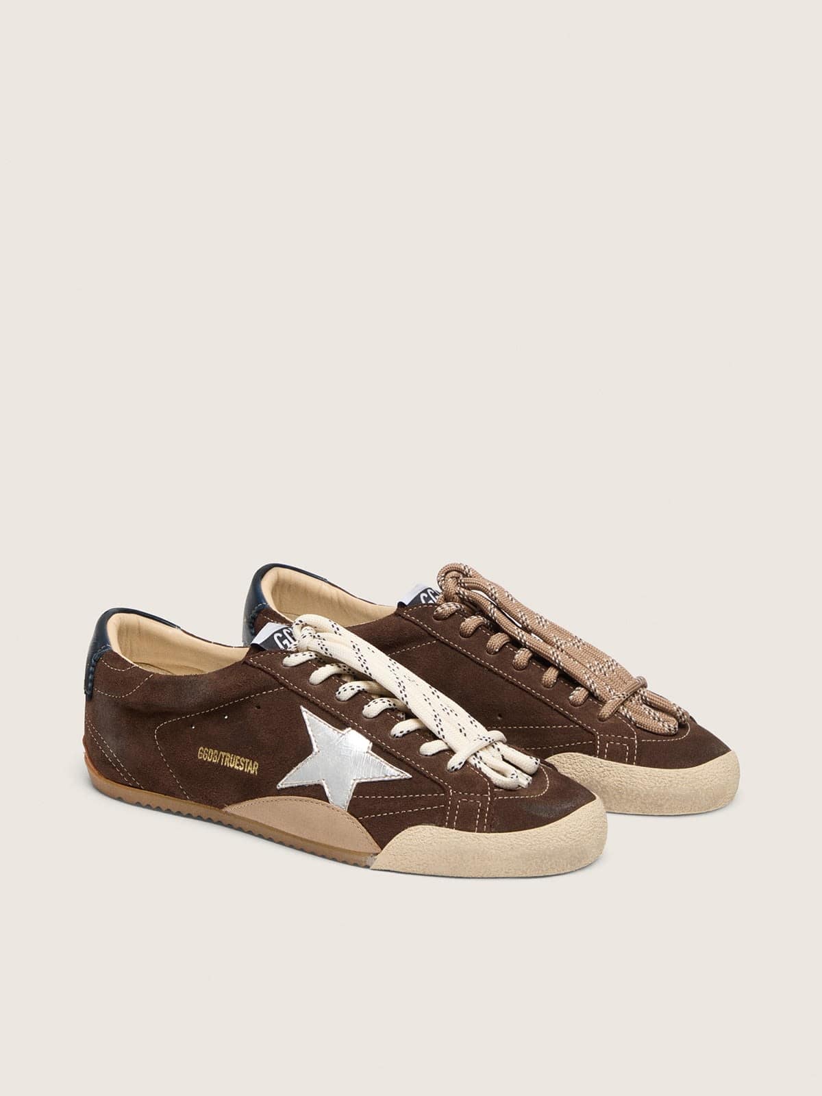 Golden Goose True-Star donna in suede marrone scuro con stella argento True-Star