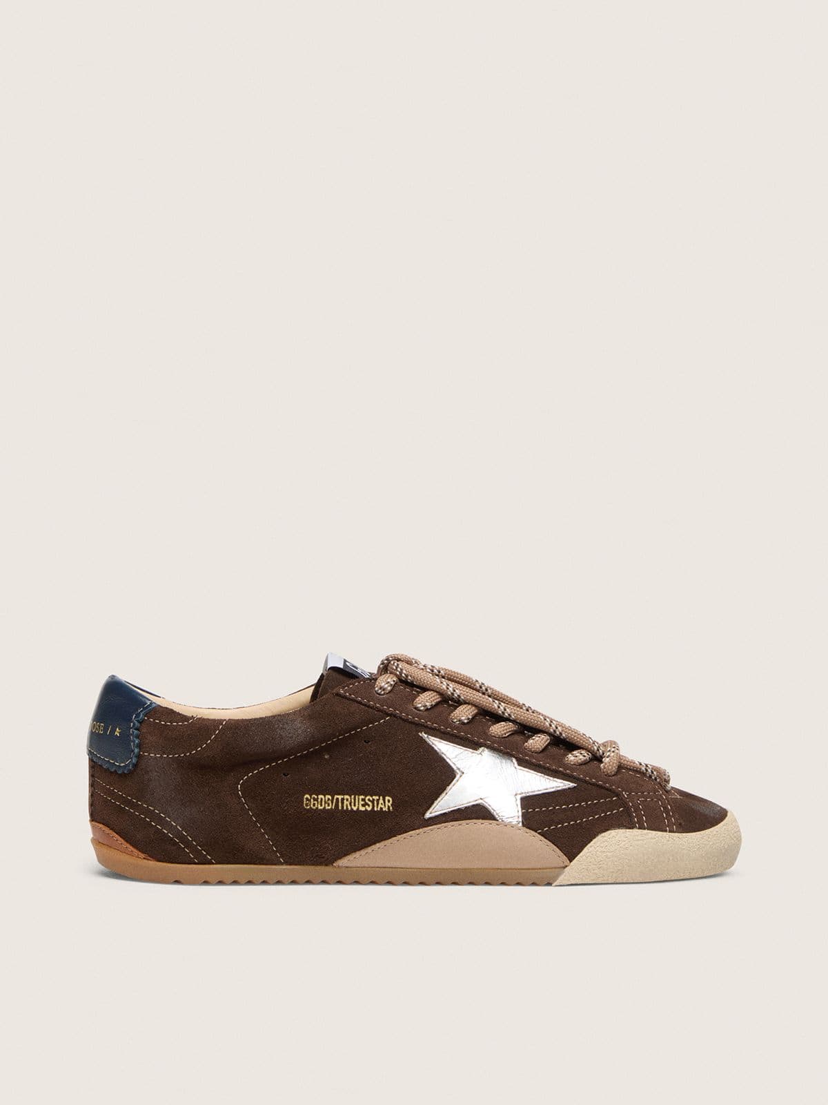 Golden Goose - True-Star donna in suede marrone scuro con stella argento in 