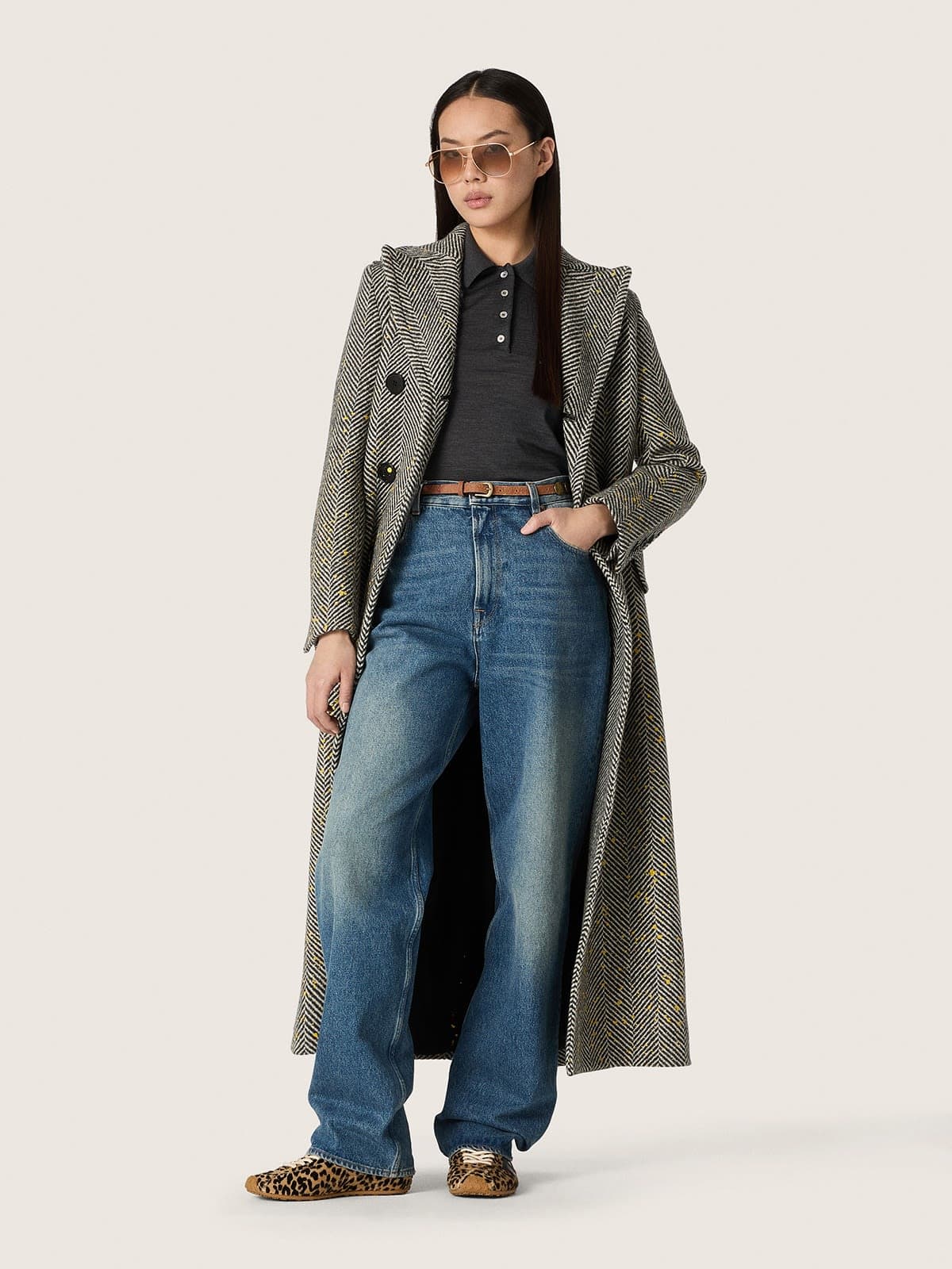 Golden Goose - Marathon Speed Donna in cavallino con stampa leopardata beige e nera e stella in pelle nera in 