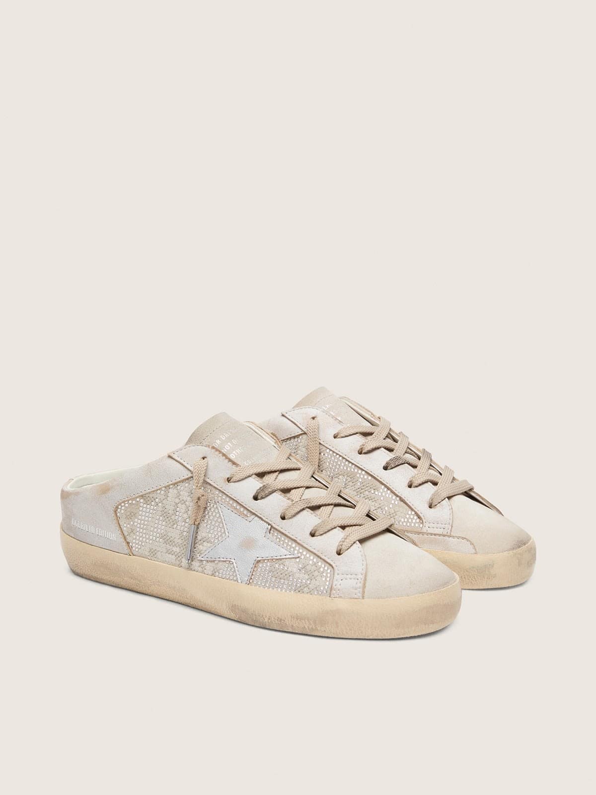 Golden Goose - Super-Star Sabot LTD donna in Swarovski con stella in pelle laminata argento in 
