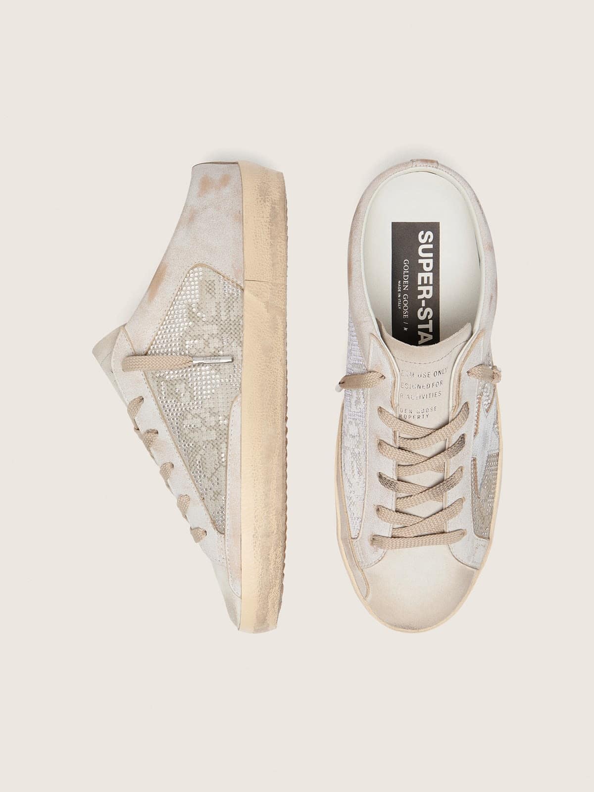 Golden Goose - Super-Star Sabot LTD donna in Swarovski con stella in pelle laminata argento in 