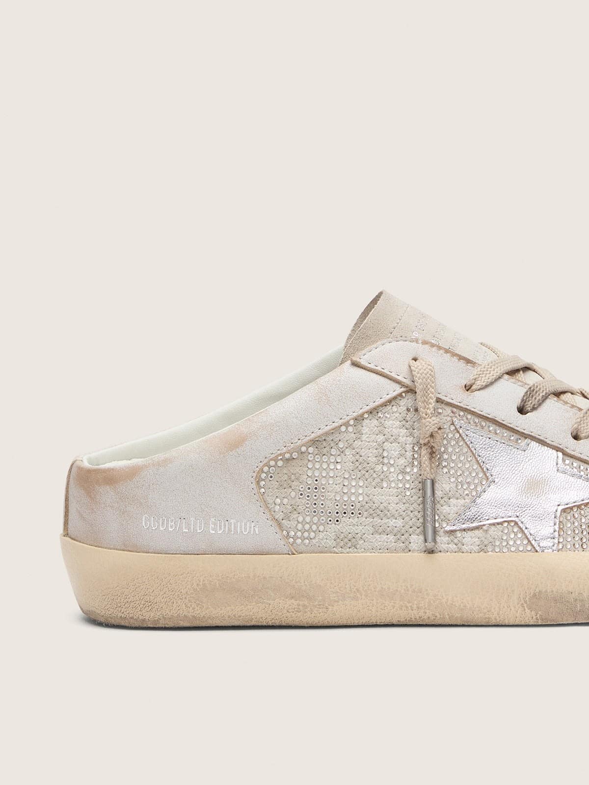Golden Goose - Super-Star Sabot LTD donna in Swarovski con stella in pelle laminata argento in 