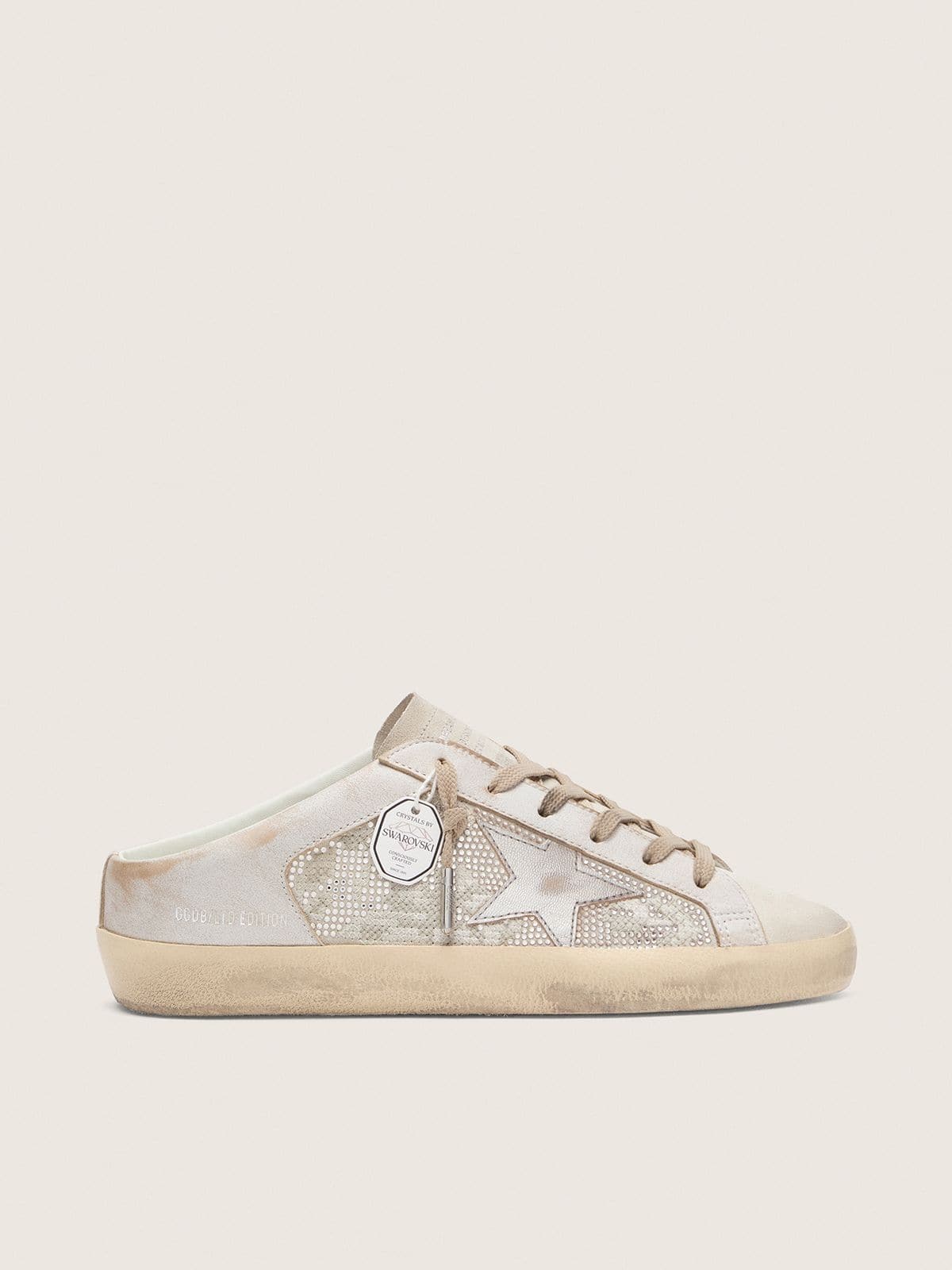 Golden Goose - Super-Star Sabot LTD donna in Swarovski con stella in pelle laminata argento in 