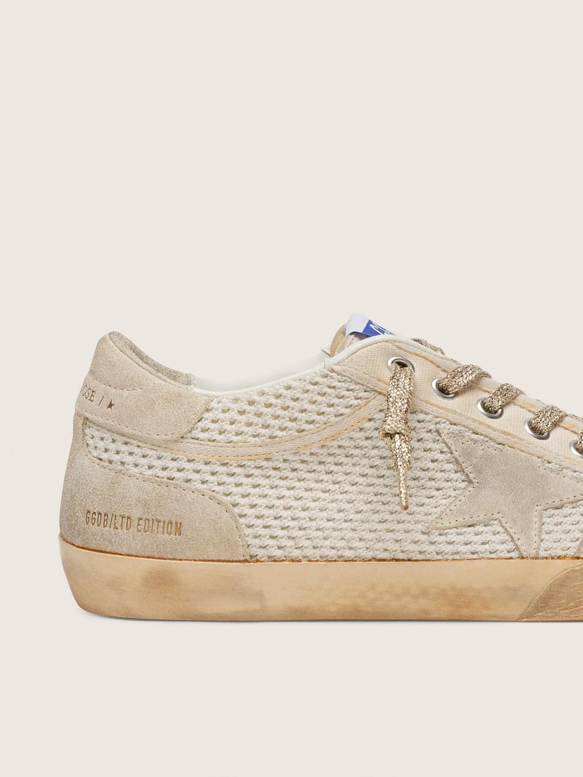 Golden Goose - Super-Star LAB de mujer de malla con estrella de ante beige in 