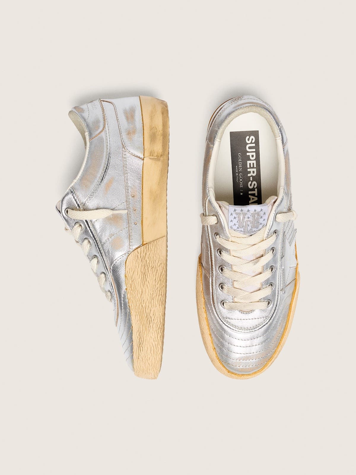 Super-Star Donna LAB in nappa laminata con stella in TPU argento