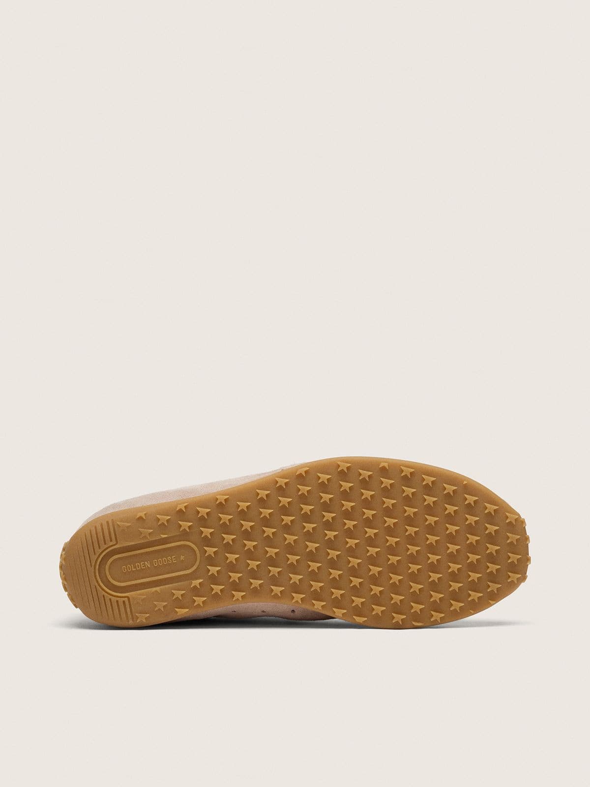 Golden Goose - Marathon Damen aus rosa Suede mit perforiertem Stern und wei&szlig;er Lederferse in 