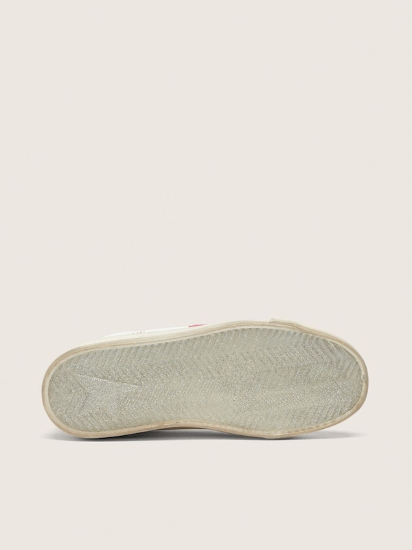 Golden Goose Women&rsquo;s Stardan in white leather with fuchsia star Stardan pink woman