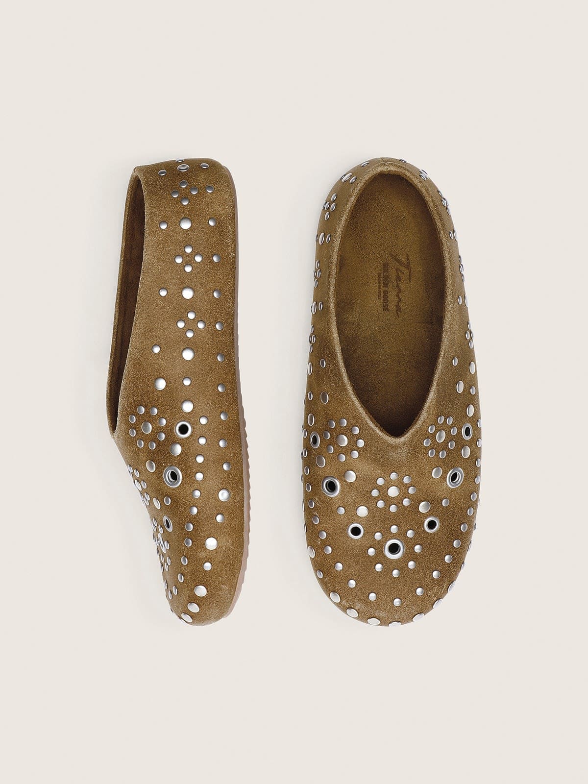 Golden Goose - Women&rsquo;s Tierra in khaki suede with silver studs in 