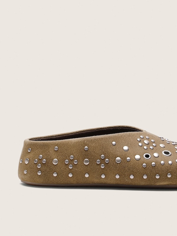 Golden Goose - Women&rsquo;s Tierra in khaki suede with silver studs in 