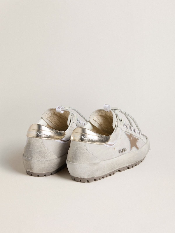 Golden Goose - Women's Super-Star Ski in light gray nylon with metallic leather star and heel tab in 