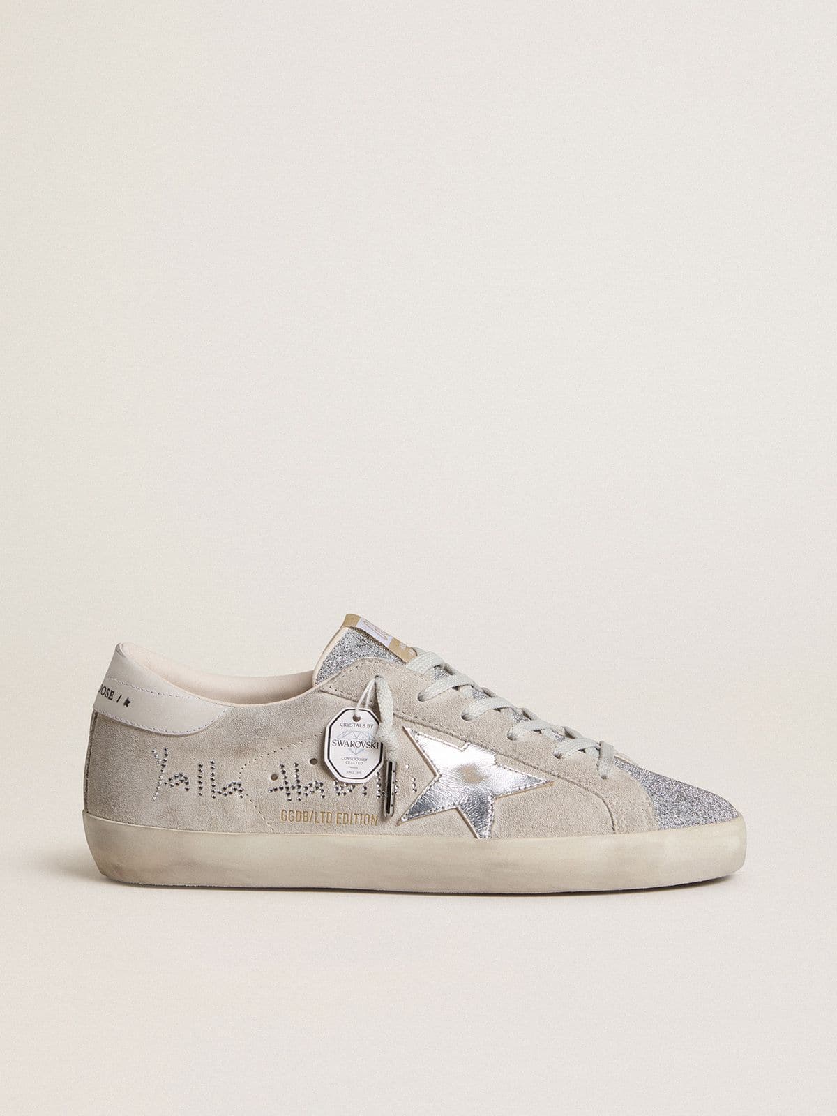 Women's Super-Star LTD in gray suede with laminated leather star