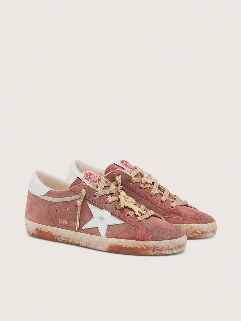 Golden Goose - Women&rsquo;s Super-Star LTD in rust suede with metallic platinum leather star in 