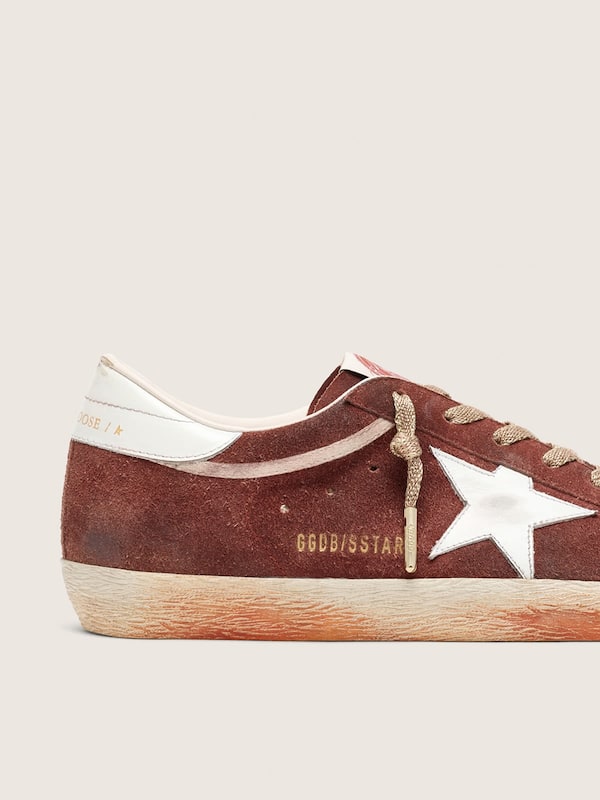 Golden Goose - Women&rsquo;s Super-Star in rust suede with metallic platinum leather star in 